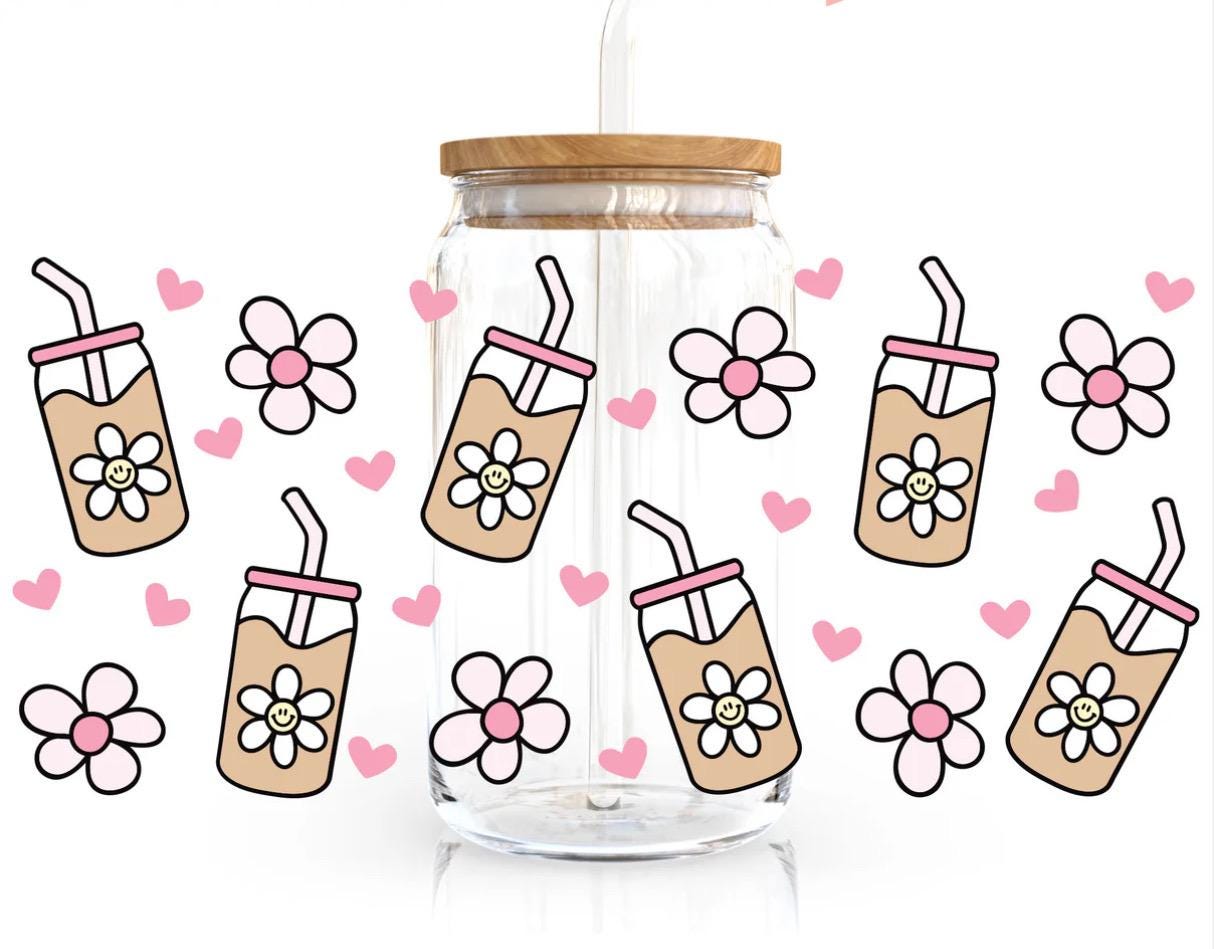 Iced Coffee & Flowers Glass Cups