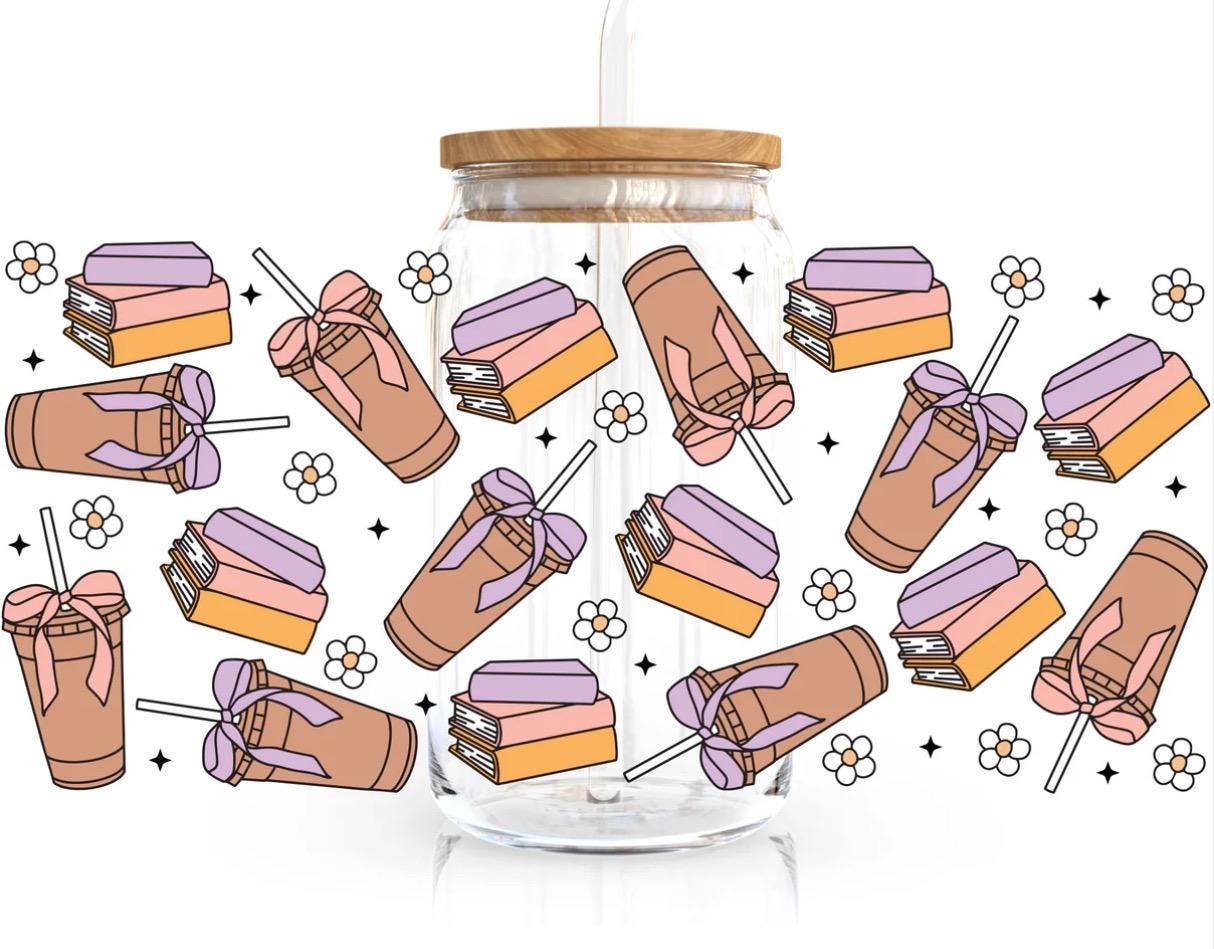 Iced Coffee and Books Glass Cups