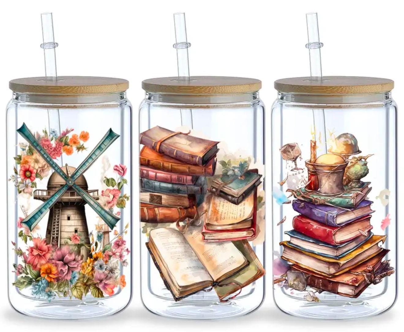 Vintage Books Glass Cups