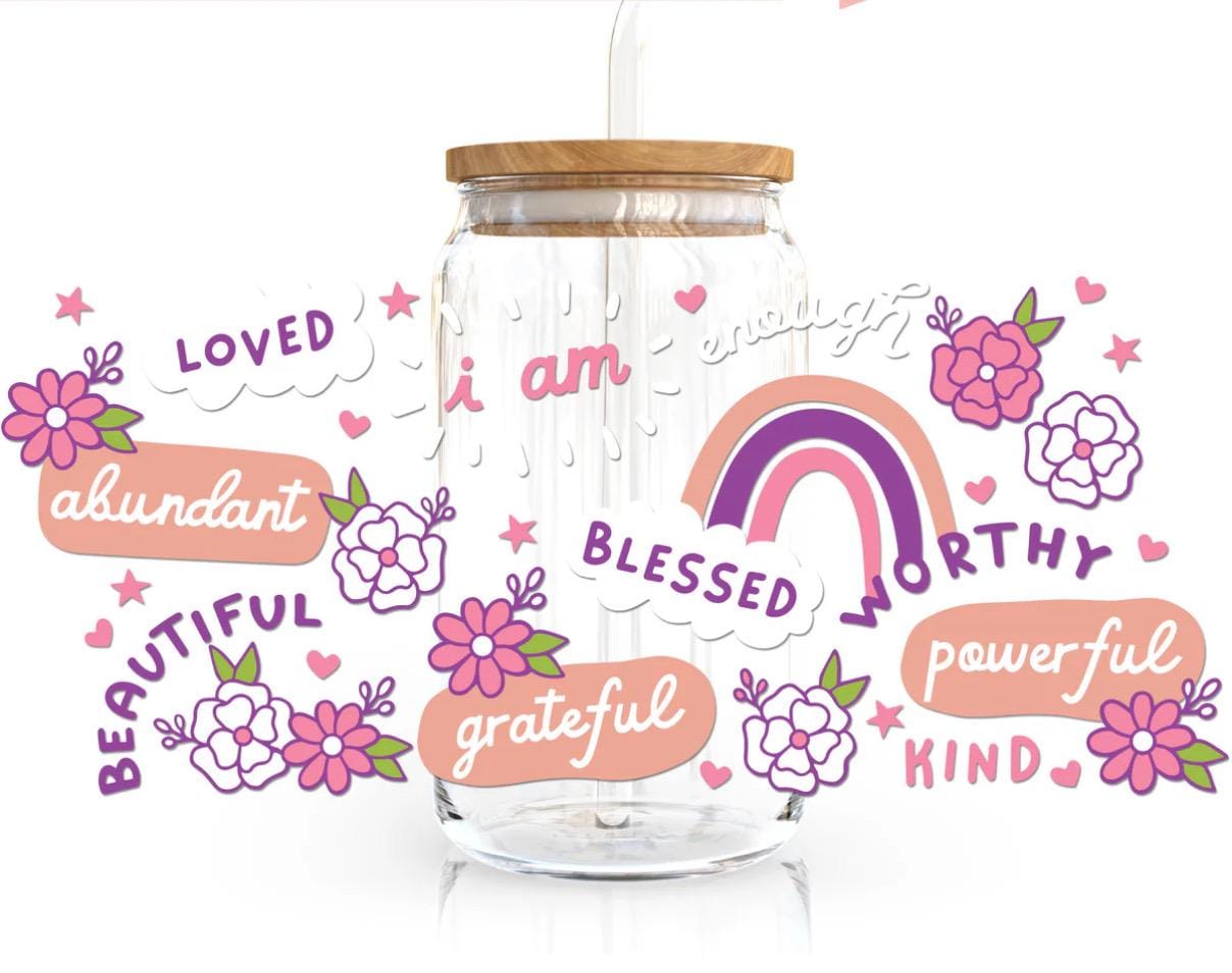 Affirmations Glass Cup - I Am Worthy