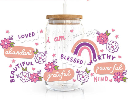 Affirmations Glass Cup - I Am Worthy